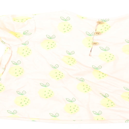 Marks and Spencer Girls Multicoloured Geometric Cotton Fit & Flare Size 12-18 Months Round Neck Button