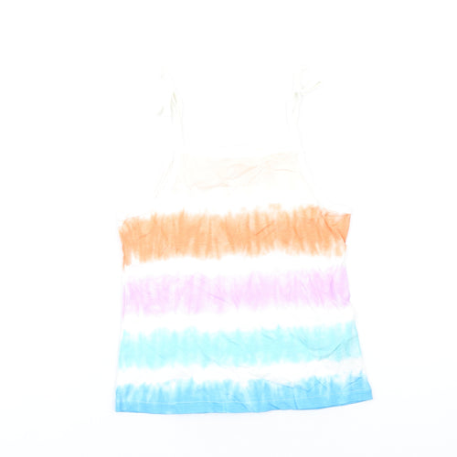 Marks and Spencer Girls Multicoloured Geometric Cotton Basic Tank Size 5-6 Years Square Neck Pullover