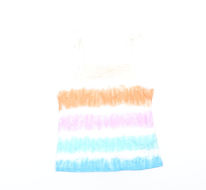 Marks and Spencer Girls Multicoloured Geometric Cotton Basic Tank Size 5-6 Years Square Neck Pullover