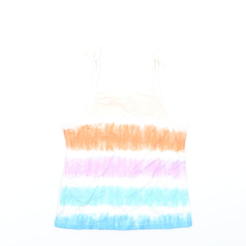 Marks and Spencer Girls Multicoloured Geometric Cotton Basic Tank Size 5-6 Years Square Neck Pullover