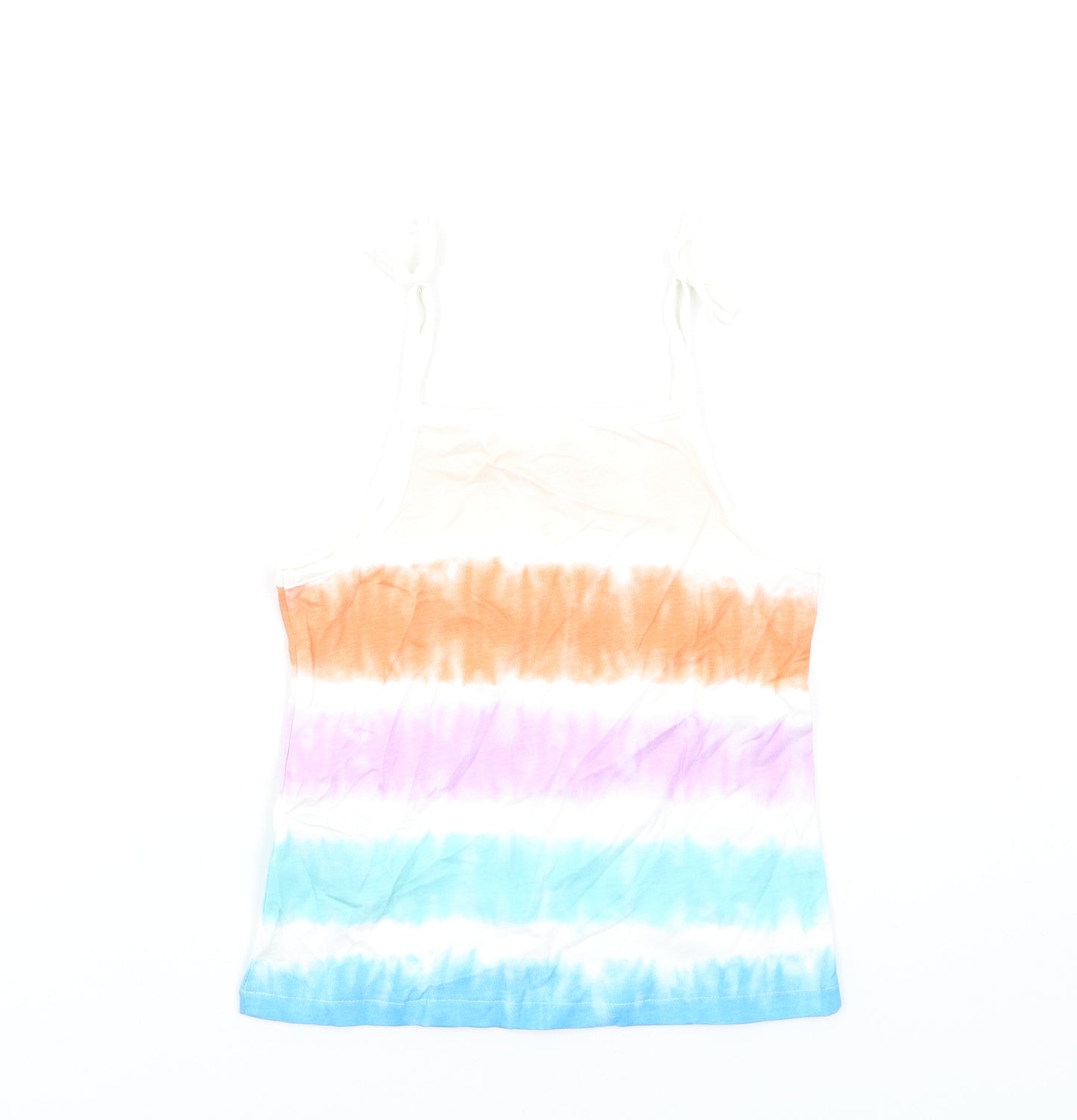 Marks and Spencer Girls Multicoloured Geometric Cotton Basic Tank Size 5-6 Years Square Neck Pullover
