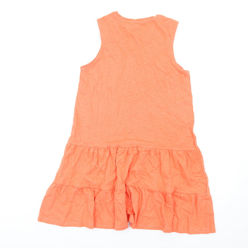 Marks and Spencer Girls Orange Cotton A-Line Size 10-11 Years Round Neck Pullover