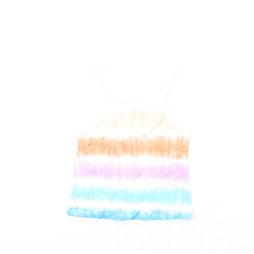 Marks and Spencer Girls Multicoloured Geometric Cotton Basic Tank Size 3-4 Years Square Neck Pullover