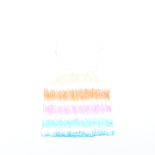 Marks and Spencer Girls Multicoloured Geometric Cotton Basic Tank Size 3-4 Years Square Neck Pullover