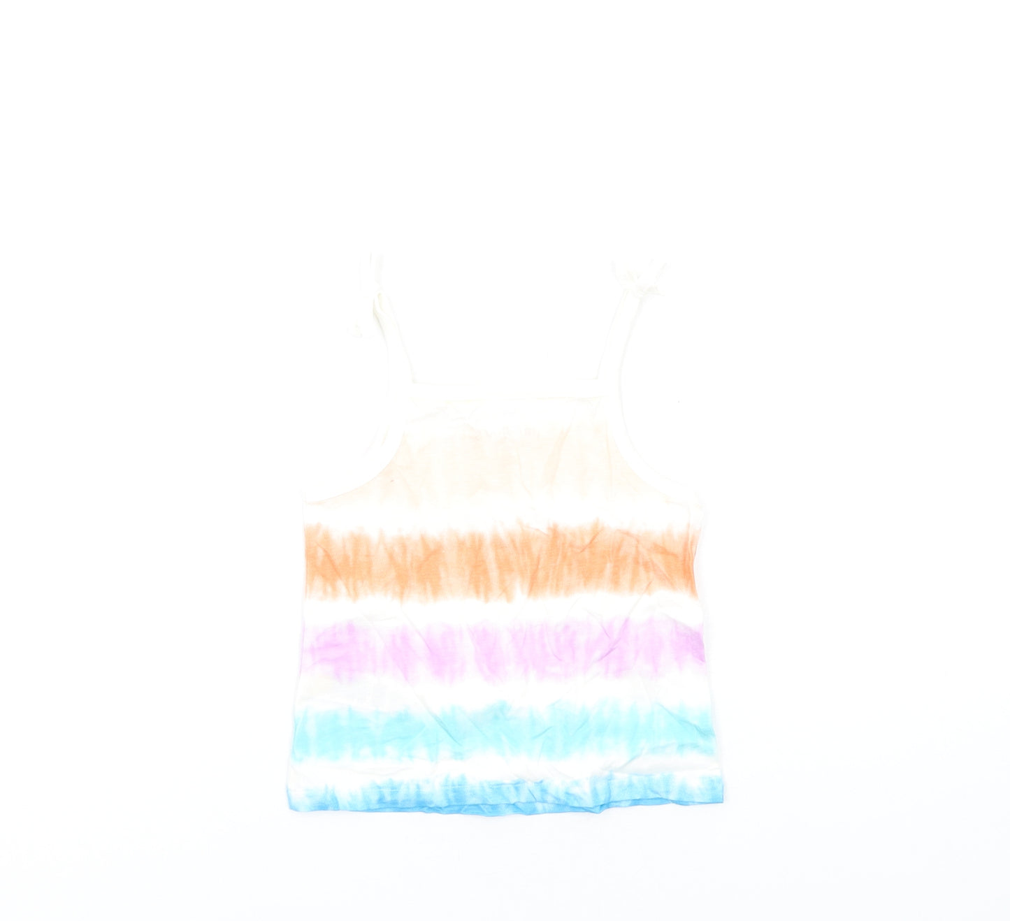 Marks and Spencer Girls Multicoloured Geometric Cotton Basic Tank Size 3-4 Years Square Neck Pullover