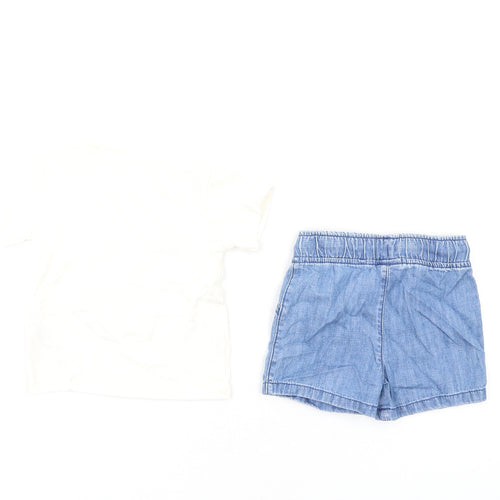 Marks and Spencer Boys Multicoloured Cotton Shorts Set Outfit/Set Size 3-6 Months Pullover