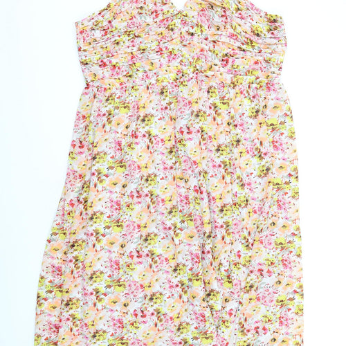 Marks and Spencer Womens Multicoloured Floral Polyester A-Line Size 22 Halter Zip
