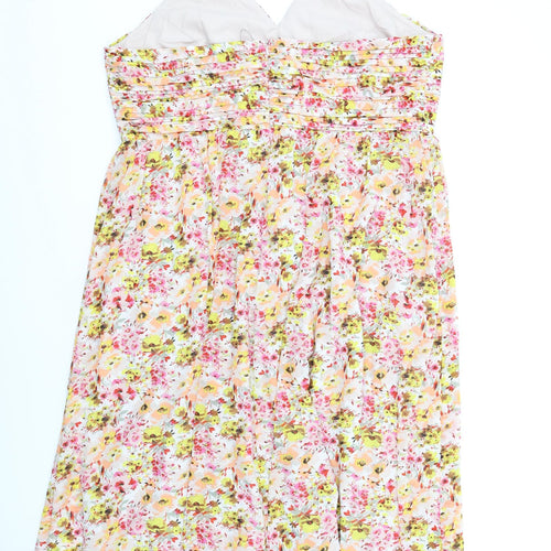 Marks and Spencer Womens Multicoloured Floral Polyester A-Line Size 22 Halter Zip