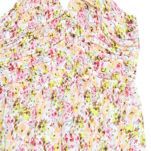 Marks and Spencer Womens Multicoloured Floral Polyester A-Line Size 22 Halter Zip