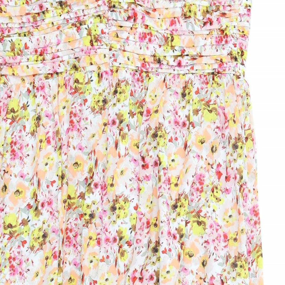 Marks and Spencer Womens Multicoloured Floral Polyester A-Line Size 22 Halter Zip