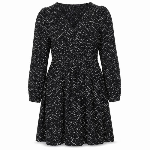 Marks and Spencer Womens Black Polka Dot Viscose Trapeze & Swing Size 14 V-Neck Pullover