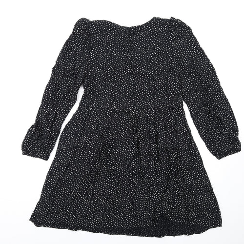 Marks and Spencer Womens Black Polka Dot Viscose Trapeze & Swing Size 14 V-Neck Pullover