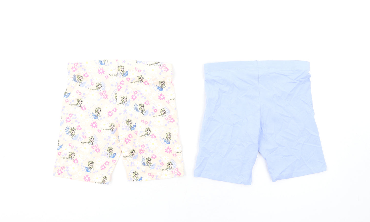 Marks and Spencer Girls Multicoloured Geometric Cotton Biker Shorts Size 8-9 Years L7 in Regular - Frozen