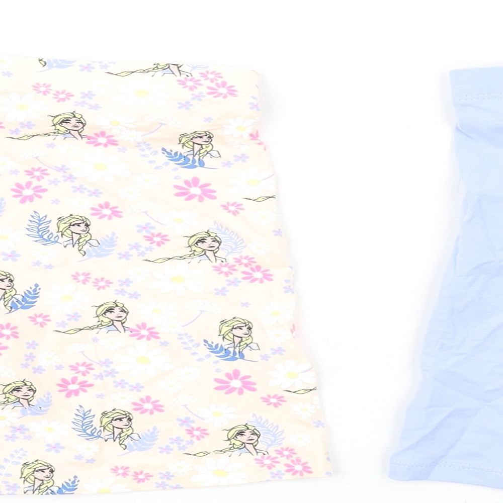 Marks and Spencer Girls Multicoloured Geometric Cotton Biker Shorts Size 8-9 Years L7 in Regular - Frozen