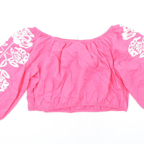Marks and Spencer Womens Pink Cotton Basic T-Shirt Size 22 Off the Shoulder