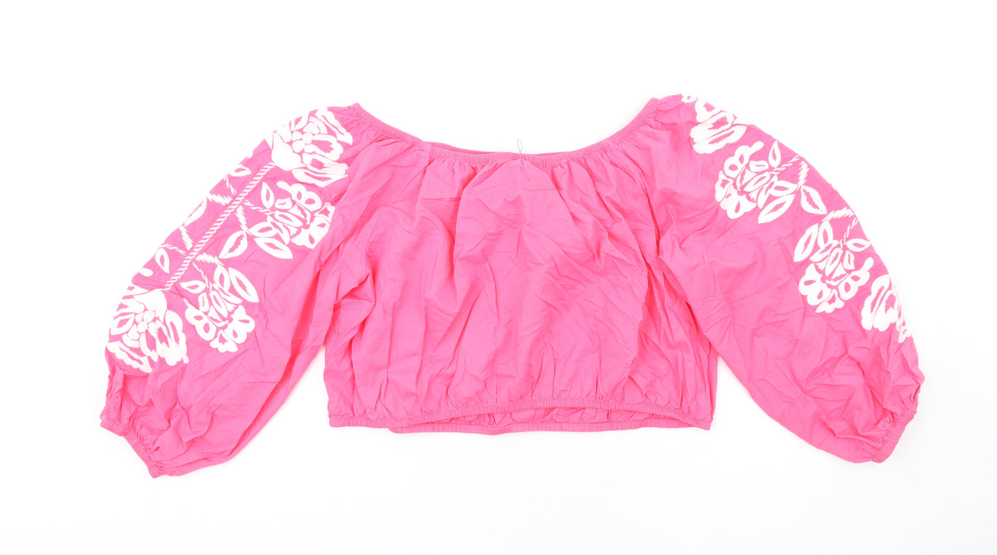 Marks and Spencer Womens Pink Cotton Basic T-Shirt Size 22 Off the Shoulder