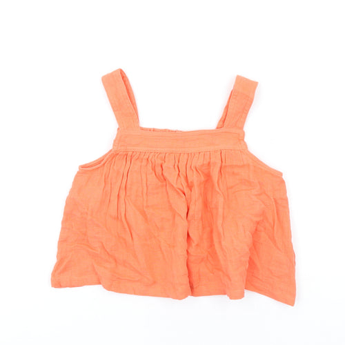 Marks and Spencer Girls Orange Cotton Basic Tank Size 7-8 Years Square Neck Pullover