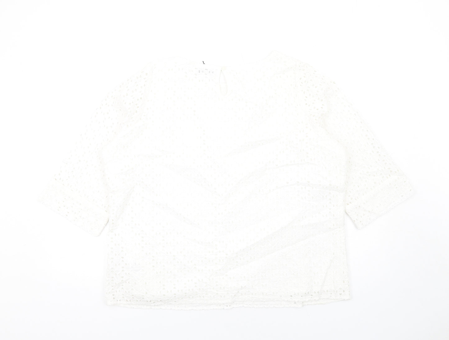 Classic Womens White Cotton Basic T-Shirt Size 18 Round Neck