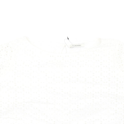 Classic Womens White Cotton Basic T-Shirt Size 18 Round Neck