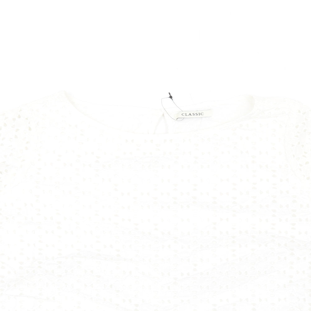 Classic Womens White Cotton Basic T-Shirt Size 18 Round Neck