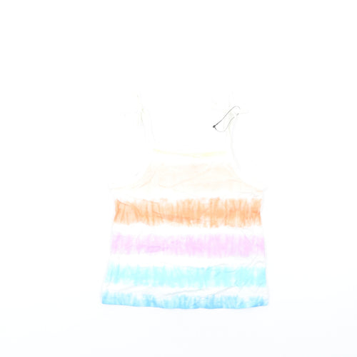 Marks and Spencer Girls Multicoloured Geometric Cotton Basic Tank Size 3-4 Years Square Neck Pullover