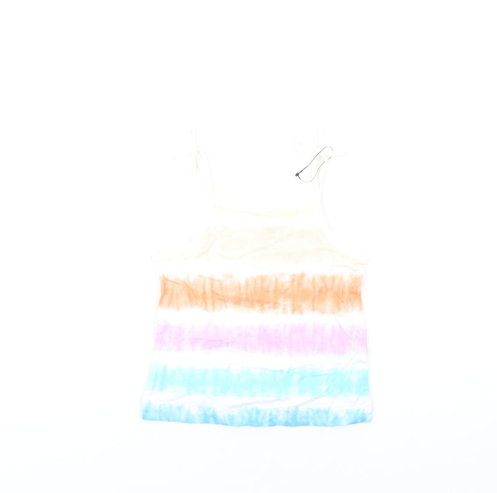 Marks and Spencer Girls Multicoloured Geometric Cotton Basic Tank Size 3-4 Years Square Neck Pullover
