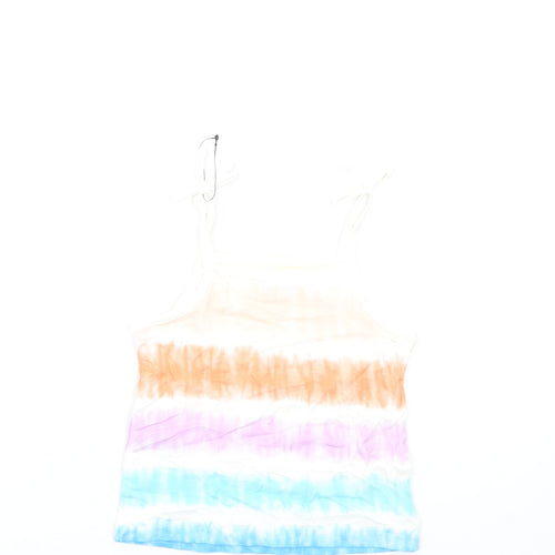 Marks and Spencer Girls Multicoloured Geometric Cotton Basic Tank Size 3-4 Years Square Neck Pullover