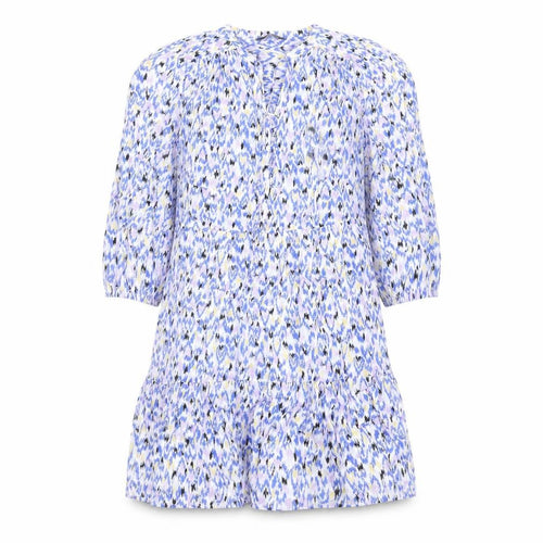 Marks and Spencer Womens Blue Geometric Cotton Trapeze & Swing Size 10 V-Neck Button