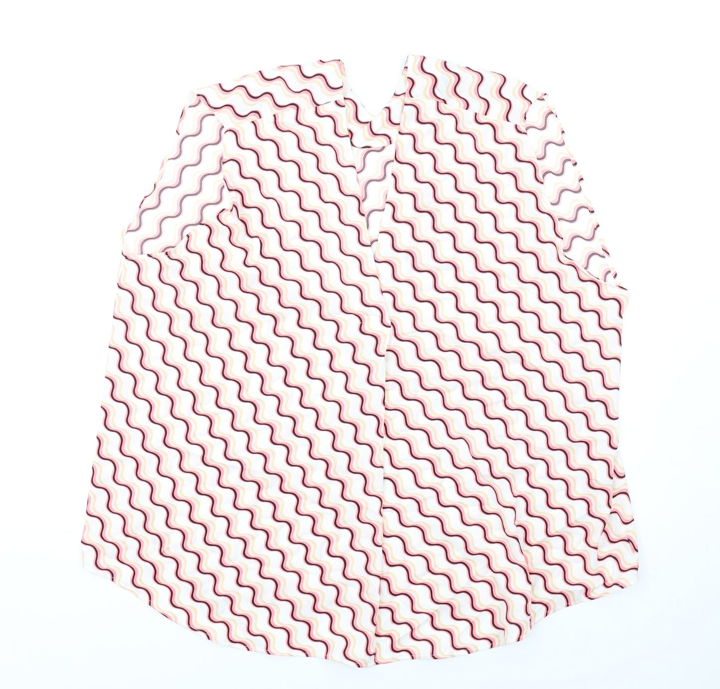 Marks and Spencer Womens Multicoloured Geometric Polyester Basic T-Shirt Size 22 V-Neck