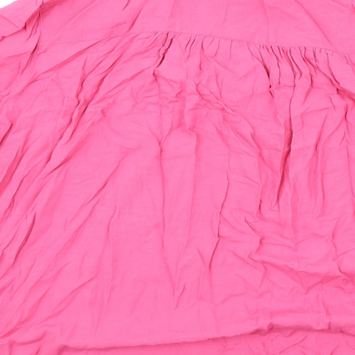Marks and Spencer Womens Pink Viscose Basic T-Shirt Size 24 V-Neck