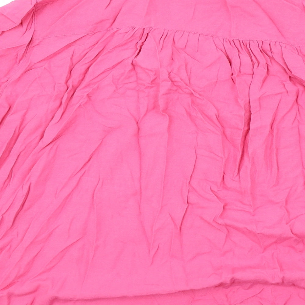 Marks and Spencer Womens Pink Viscose Basic T-Shirt Size 24 V-Neck