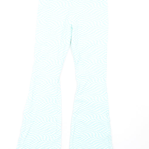 Marks and Spencer Girls Blue Geometric Cotton Carrot Trousers Size 13-14 Years L29 in Regular Pullover