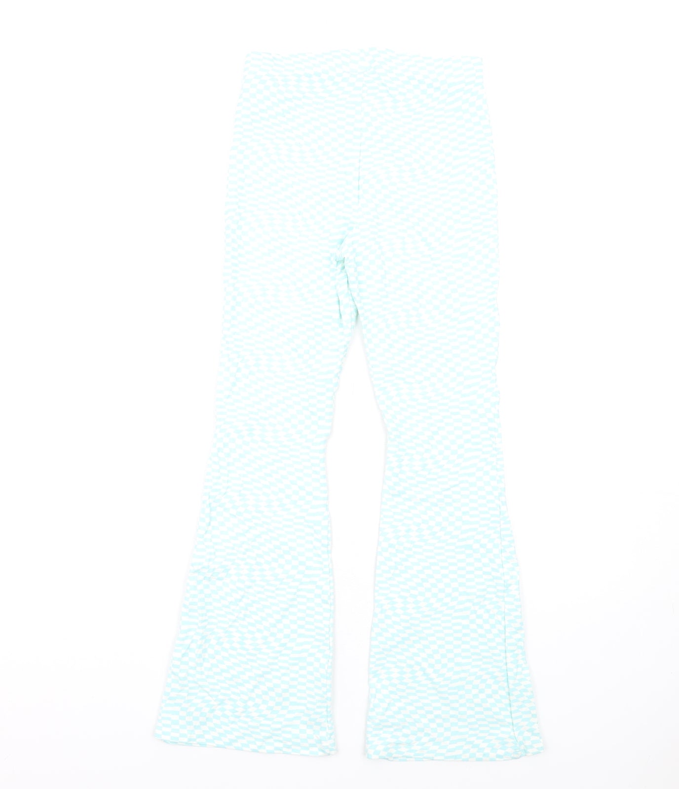 Marks and Spencer Girls Blue Geometric Cotton Carrot Trousers Size 13-14 Years L29 in Regular Pullover