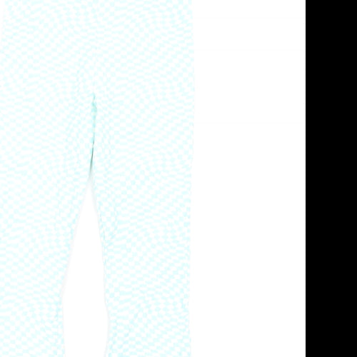 Marks and Spencer Girls Blue Geometric Cotton Carrot Trousers Size 13-14 Years L29 in Regular Pullover