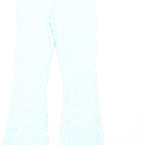 Marks and Spencer Girls Blue Geometric Cotton Carrot Trousers Size 13-14 Years L29 in Regular Pullover