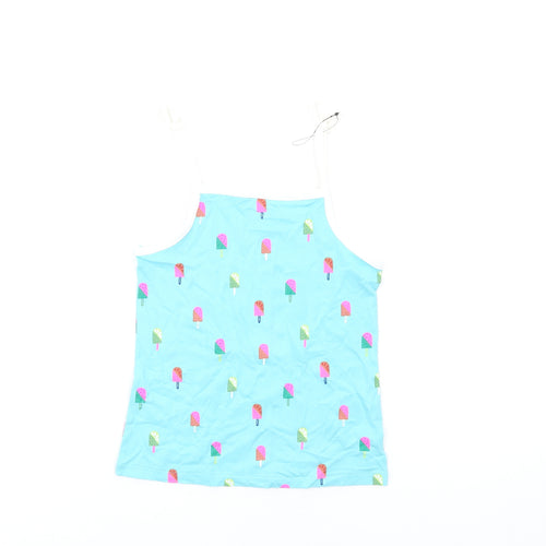 Marks and Spencer Girls Beige Geometric Cotton Basic Tank Size 6-7 Years Square Neck Pullover