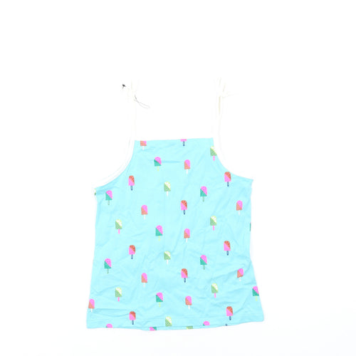 Marks and Spencer Girls Beige Geometric Cotton Basic Tank Size 6-7 Years Square Neck Pullover