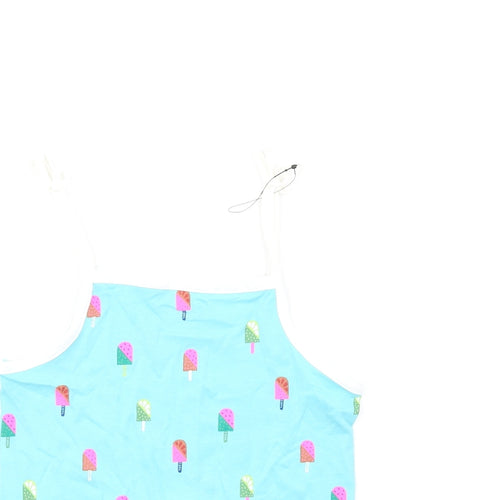 Marks and Spencer Girls Beige Geometric Cotton Basic Tank Size 6-7 Years Square Neck Pullover
