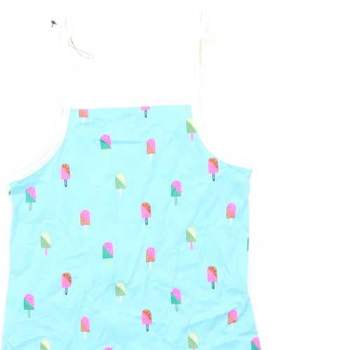Marks and Spencer Girls Beige Geometric Cotton Basic Tank Size 6-7 Years Square Neck Pullover