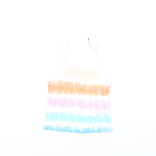 Marks and Spencer Girls Multicoloured Geometric Cotton Basic Tank Size 3-4 Years Square Neck Pullover