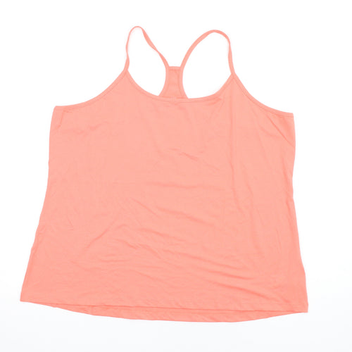 GOODMOVE Womens Orange Polyester Camisole T-Shirt Size 24 Round Neck Pullover