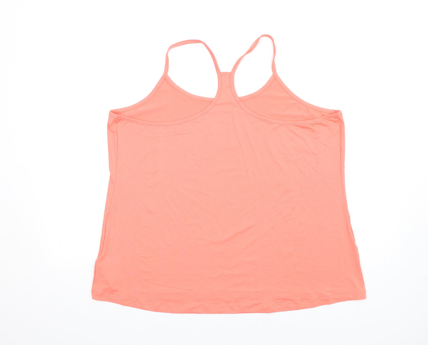 GOODMOVE Womens Orange Polyester Camisole T-Shirt Size 24 Round Neck Pullover