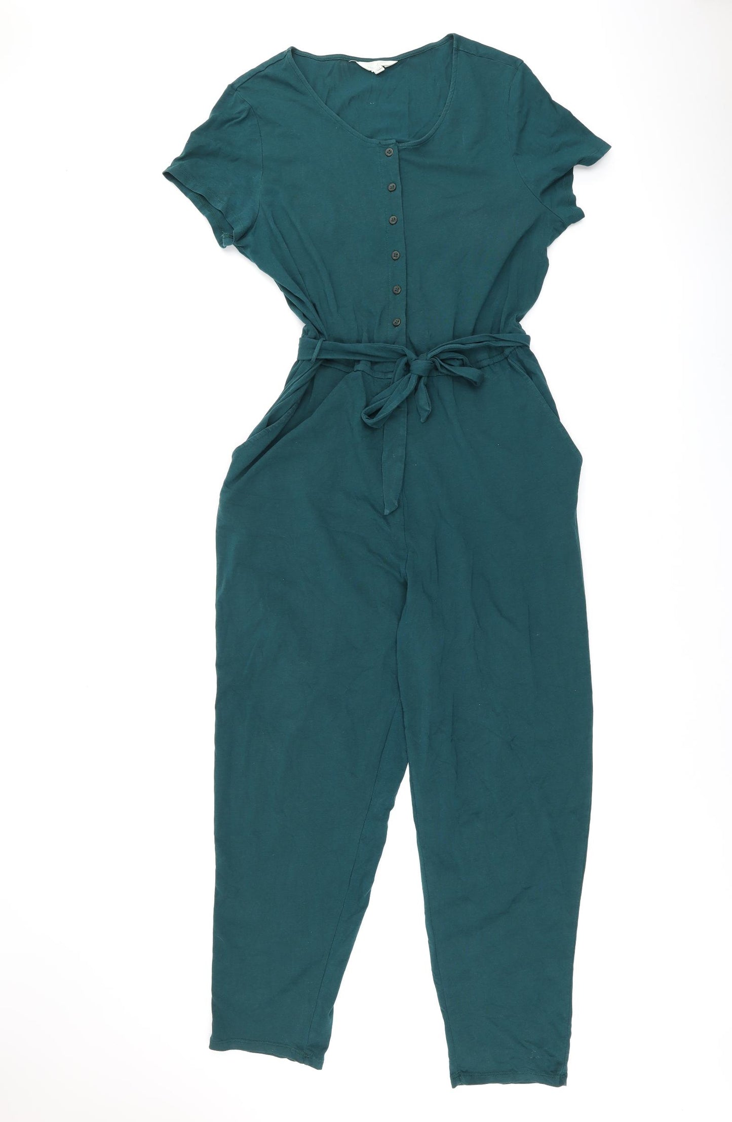 Seasalt Womens Green Cotton Jumpsuit One-Piece Size 16 L27 in Button - Belted
