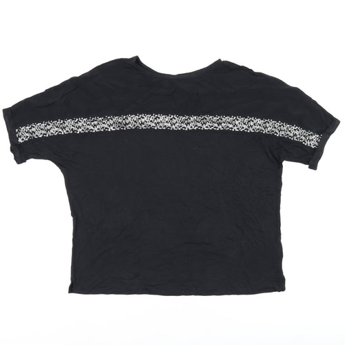 NEXT Womens Black Viscose Basic T-Shirt Size 10 Round Neck