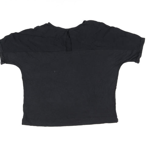 NEXT Womens Black Viscose Basic T-Shirt Size 10 Round Neck