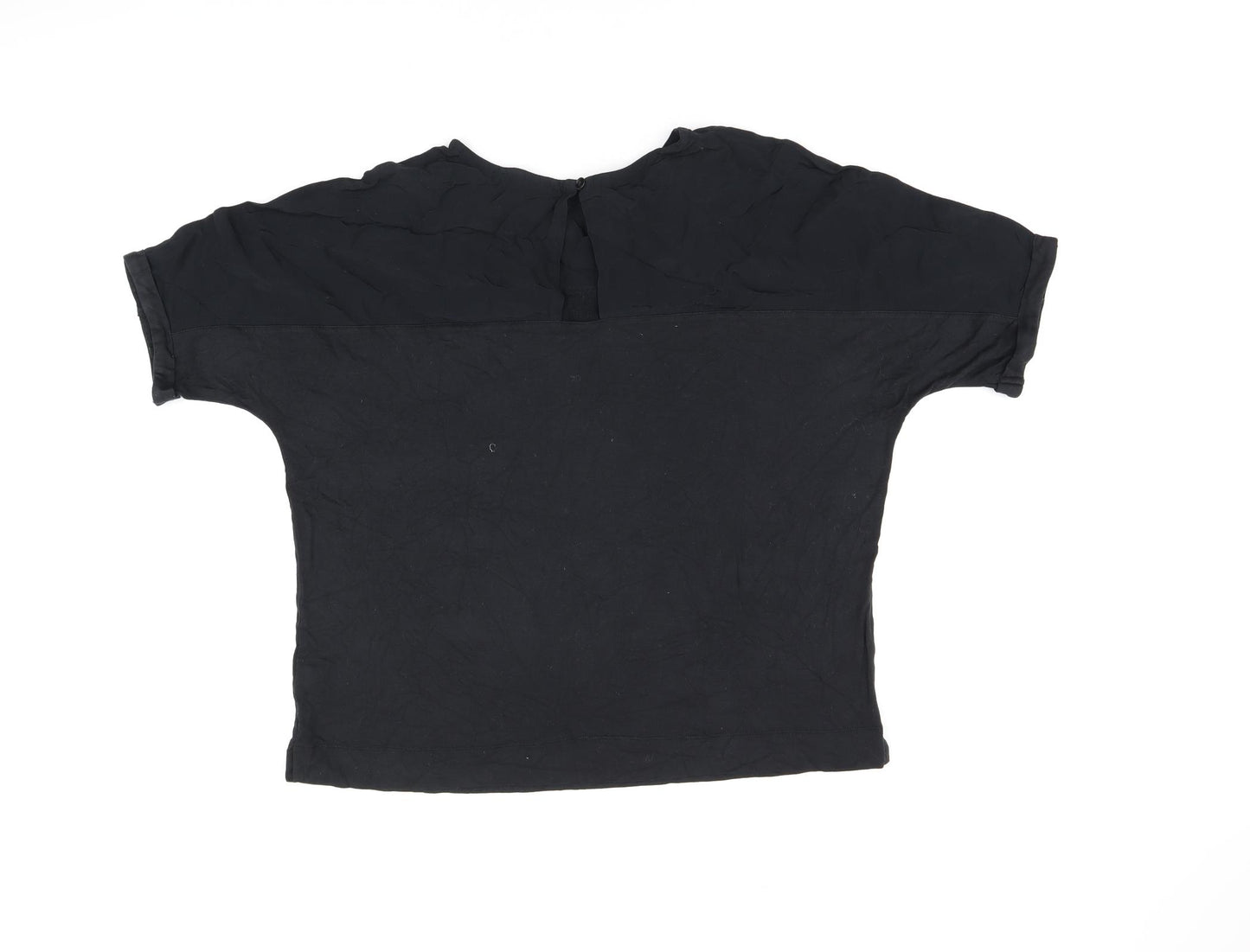 NEXT Womens Black Viscose Basic T-Shirt Size 10 Round Neck