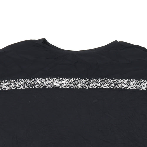 NEXT Womens Black Viscose Basic T-Shirt Size 10 Round Neck