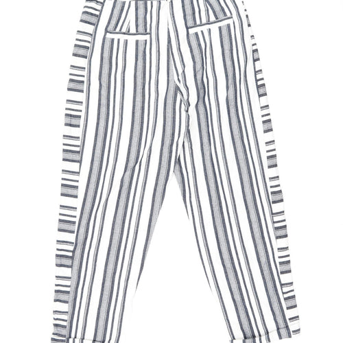 Topshop Womens White Striped Polyester Trousers Size 12 L25 in Regular Zip