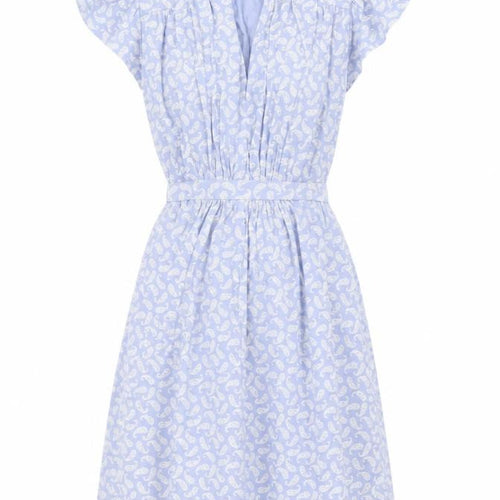 French Connection Womens Blue Geometric Viscose Skater Dress Size 8 V-Neck Pullover