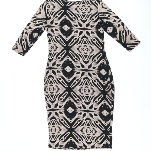 Izabel London Womens Black Tie Dye Viscose Bodycon Size 12 Round Neck Pullover